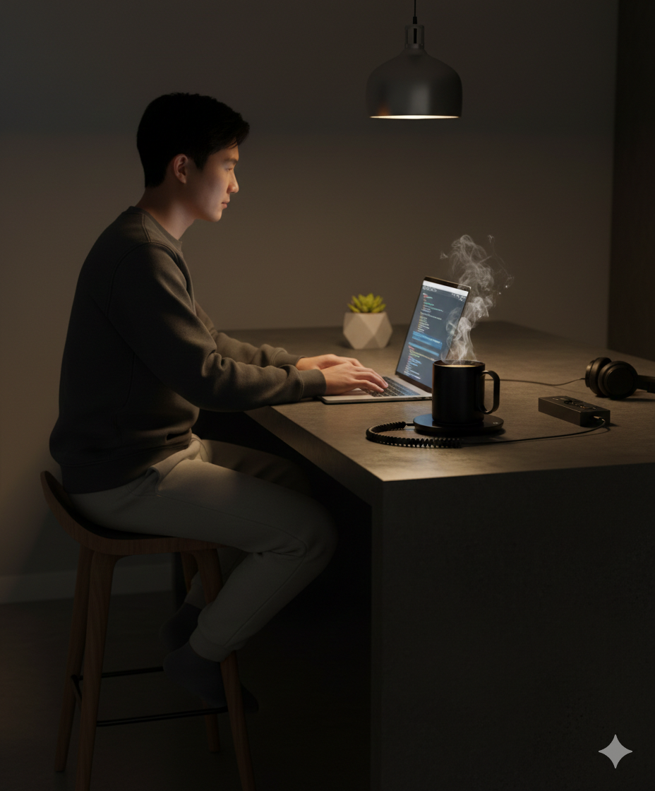 USB Mug Warmer with Thermostatic Control – Electric Cup Heating Coaster with 3 Temperature Levels for Coffee, Tea &amp; Milk, Ideal for Office and Home